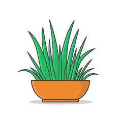 Plant In Pot Vector Icon Illustration. Trendy Plant Growing In Pot Or Planters