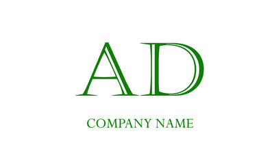 Alphabet AD or DA logo abstract monogram text vector template