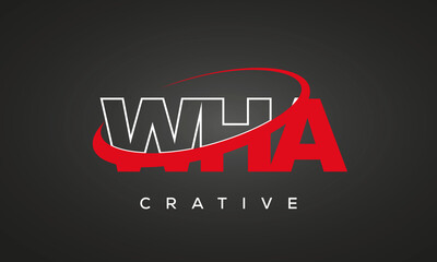 WHA creative letters logo with 360 symbol vector art template design