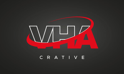 VHA creative letters logo with 360 symbol vector art template design