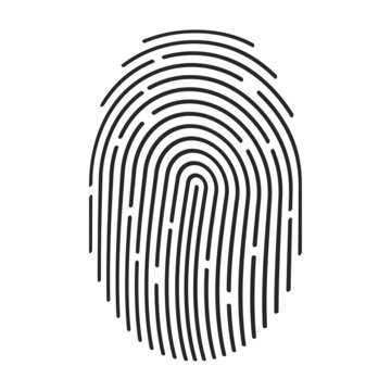 Fingerprint Icons. Personal Id Identity. Press Finger, Scan For Safety.  Unique Touch Id. Individual Fingertip Is Verification In Police. Semi-simplified Fingerprint On White Background. Vector