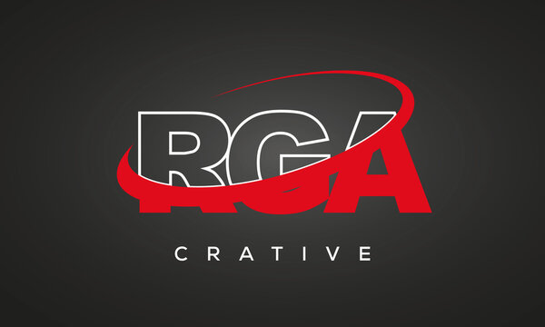 RGA creative letters logo with 360 symbol vector art template design