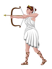Vector illustration of the Greek goddess Artemis