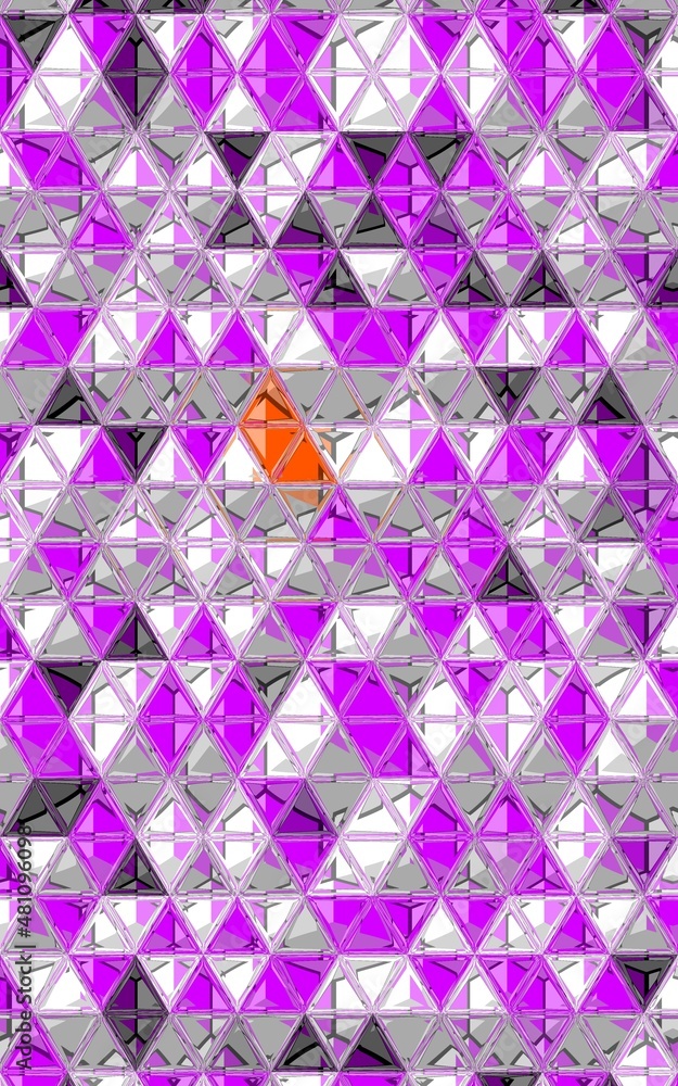 Aufkleber bright vivid purple and white escher cube illusion puzzle patterns and triangular mosaic design with