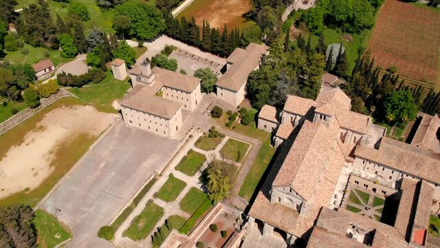 Aerial view of Abbey of Casamari from drone , Frosinone ,Lazio,Italy