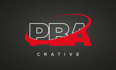 PBA creative letters logo with 360 symbol vector art template design