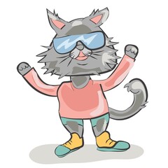 Cute and funny Cat Cartoon Character Vector Illustration