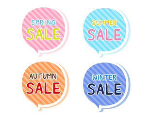季節のセール　タグ　ベクターイラスト　春夏秋冬
