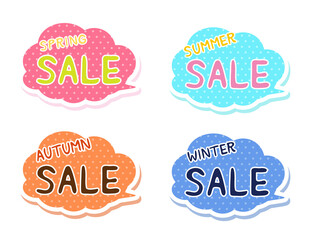 季節のセール　タグ　ベクターイラスト　春夏秋冬