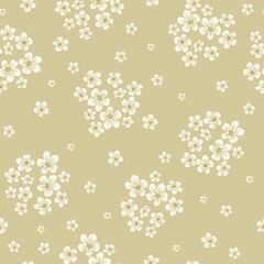 Seamless vintage pattern. Small white flowers. Beige background. vector texture. fashionable print for textiles, wallpaper and packaging.