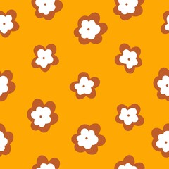 Beautiful vintage pattern. White flowers . Orange background. Floral seamless background. An elegant template for fashionable prints.