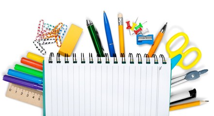 Collection of colored stationery for school and office