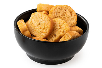 Bruschetta olive chips in a bowl.