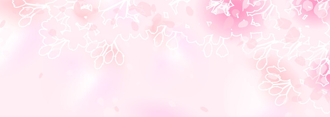 Fototapeta na wymiar ぼんやりと曖昧な桜の横長イラスト