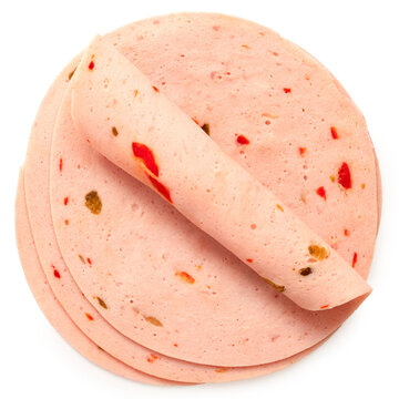 Slices of lyoner ham.