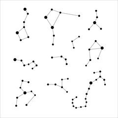 Constellations on a white background. Set of elements. Vector illustration