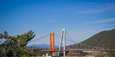 one of the oldest suspension bridge in South Korea, Namhae bridge, and Noryang bridge