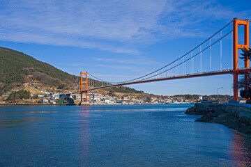 one of the oldest suspension bridge in South Korea, Namhae bridge