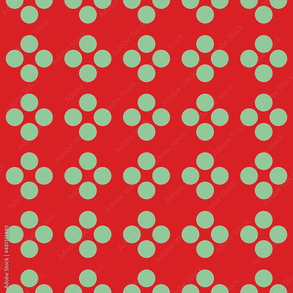 Poster red and mint green dots vector seamless repeat pattern print background