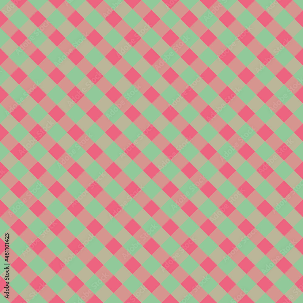 Poster mint green light pink vichy squares lines vector seamless repeat pattern print background