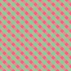 Mint green light pink Vichy squares lines vector seamless repeat pattern print background