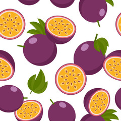 seamless pattern with passion fruit.  tropical backdrop.