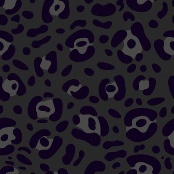 Dark fur leopard vector seamless pattern. Abstract animal design for fabric, textile, background, paper