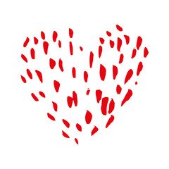 Heart hand drawn doodle, sketch red color, vector