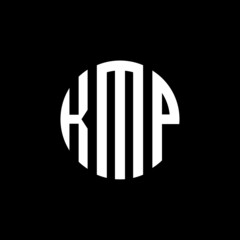 Fototapeta KMP letter logo design. KMP modern letter logo with black background. KMP creative  letter logo. simple and modern letter KMP logo template, KMP circle letter logo design with circle shape.  obraz