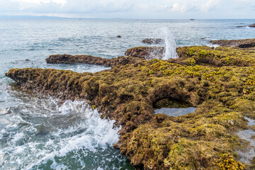 waves crashing on rocks, Lakshmanpur Beach, Neil Island, Andaman, India
