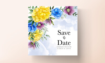 Beautiful hand drawing wedding invitation watercolor floral design