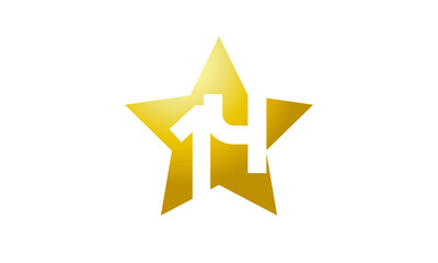 14 Number New Gold Abstract Star Logo