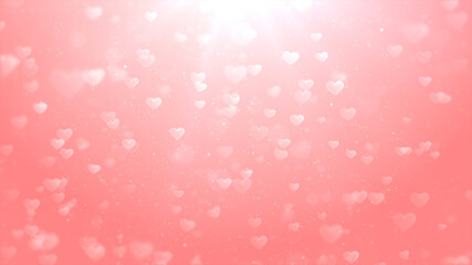 Valentine's day abstract background, Flowing red hearts shaped and particles for Valentine's day, Wedding anniversary background concept. 3d rendering
