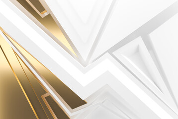 White Gold Background Geometric Shape 3d Illustration.