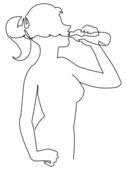 水を飲む人-白黒