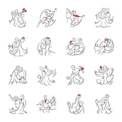 Set of Couples Hand Drawn Illustrations 