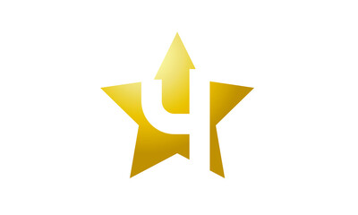 4 Number New Gold Abstract Star Logo