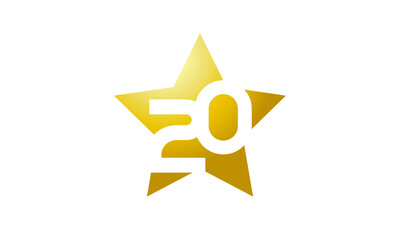 20 Number New Gold Abstract Star Logo