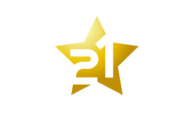Obraz premium 21 Number New Gold Abstract Star Logo
