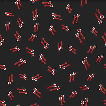 Line Medieval arrows icon isolated seamless pattern on black background. Medieval weapon. Vector