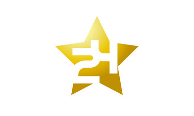 Fototapeta premium 24 Number New Gold Abstract Star Logo