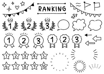 手書きのかわいいランキングアイコンセット（デコボコの線）
