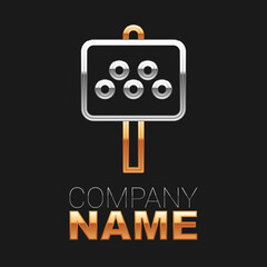 Line Road sign for a taxi stand icon isolated on black background. Colorful outline concept. Vector