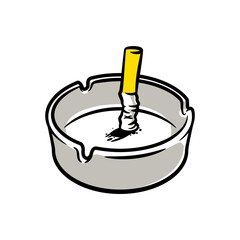 Cigarette and Ashtray Cartoon Vector