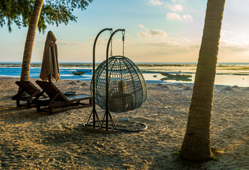 beach chair on the beach, Vijaynagar Beach, Havelock Island, India