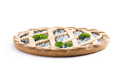 Blueberry pie isolated on a white