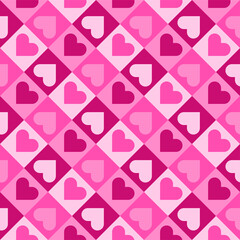 Heart shapes background. Heart Checkerboard Valentine Seamless Background