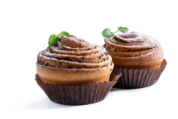 Buns with poppy seeds isolated on white