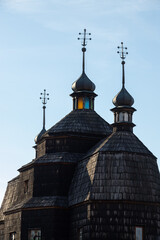 Fototapeta na wymiar The wooden church of the eighteenth century in the city of Chortkiv, Ukraine