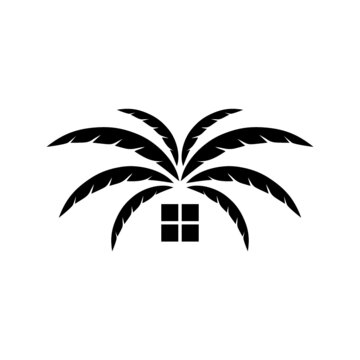Roof from palm tree leaves icon isolated on white background
